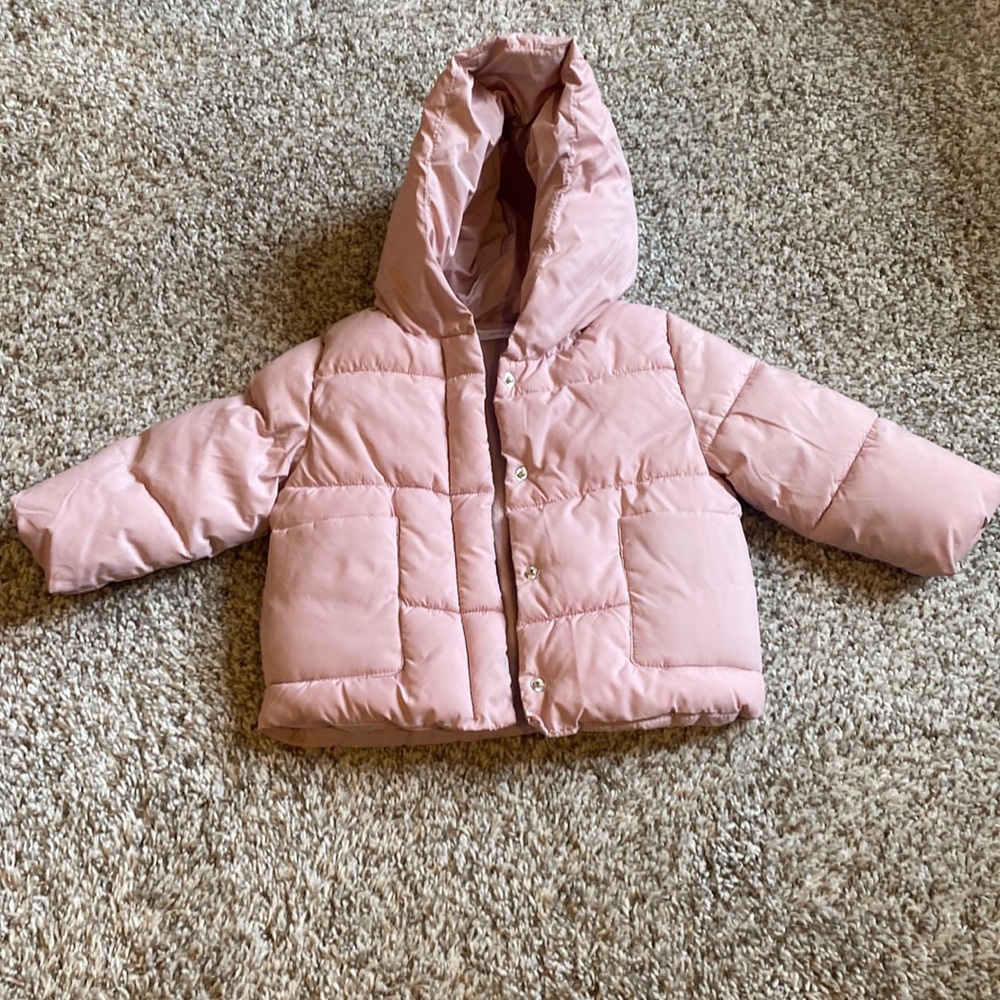 Mango Pink Button Down Puffer 12-18M